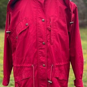 EDDIE BAUER Outdoor Outfitter Jacket | Vintage Wool Blend Lined Hood Red | Med